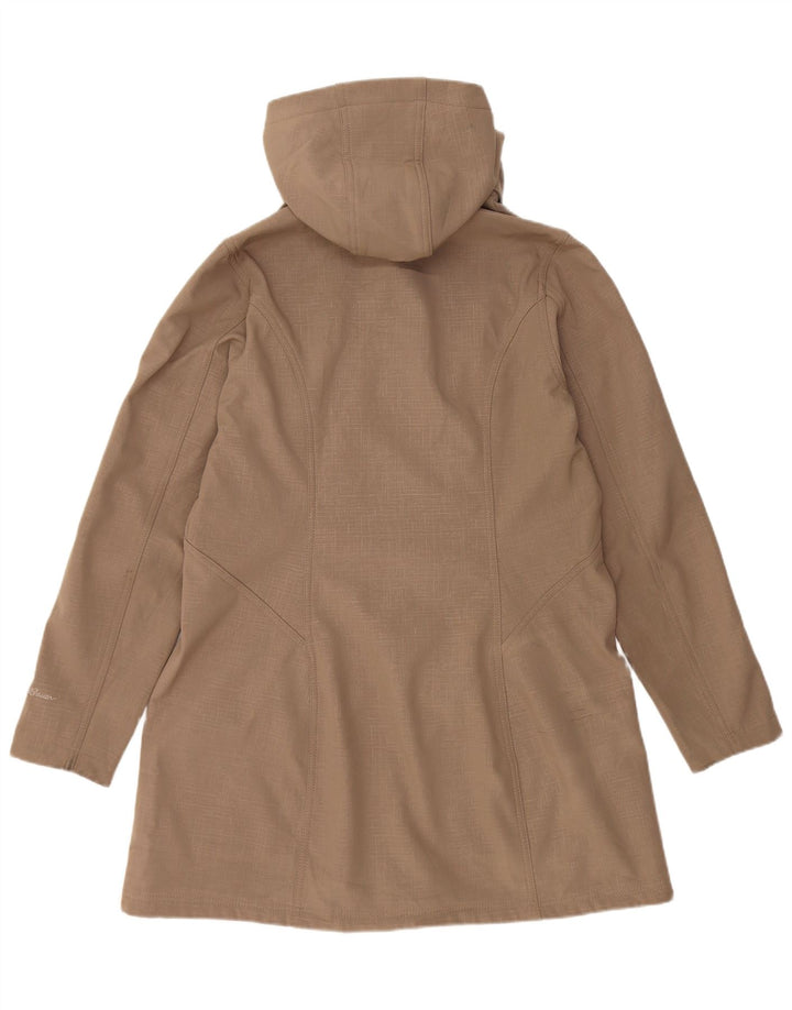 EDDIE BAUER Damen-Windbreaker-Mantel mit Kapuze, UK 16, Größe L, Beige, Polyester
