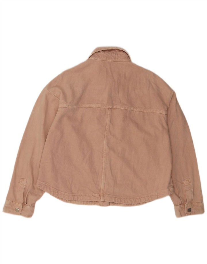 Zara Damen Übergroße Jeansjacke UK 14 Mittelrosa Baumwolle