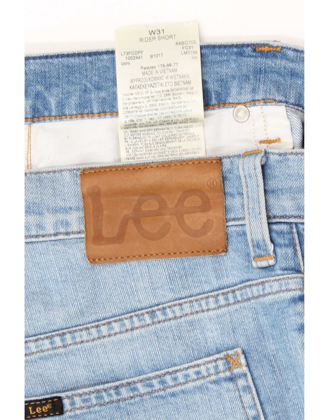 Lee Herren Rider Denim Shorts W31 Mittelblaue Baumwolle