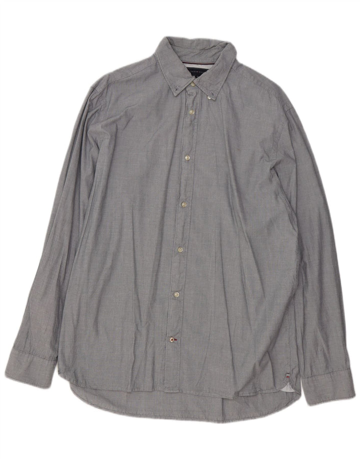 TOMMY HILFIGER Herren Regular Fit Hemd XL Grau Baumwolle