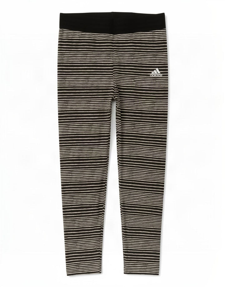 Adidas Damen Crop Leggings UK 12 Medium Schwarz gestreift