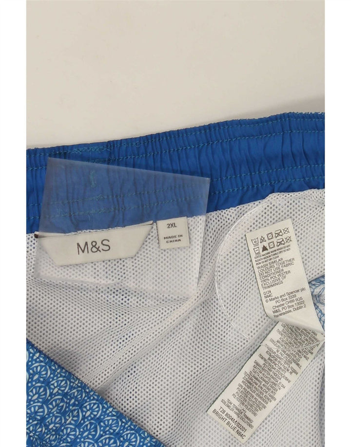 Marks & Spencer Herren-Badeshorts 2XL, blaues Blumenmuster, Polyester