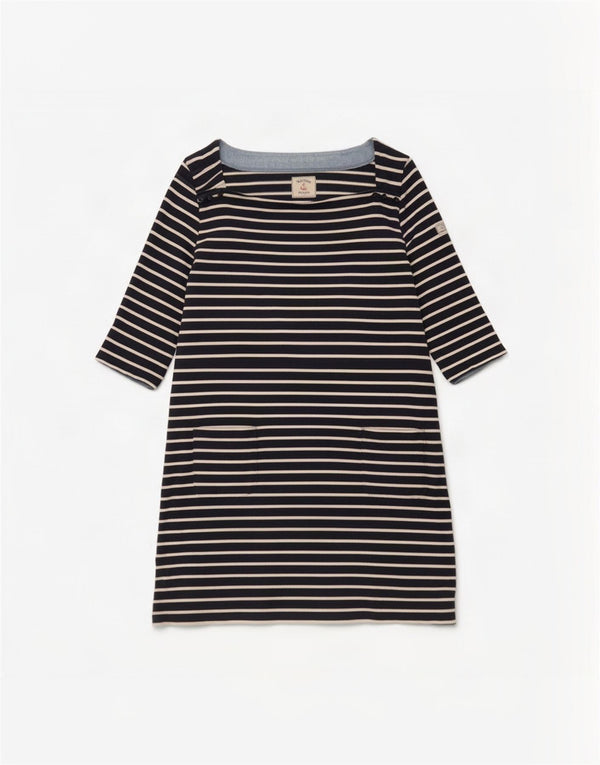Joules Damen-Etuikleid mit 3/4-Ärmeln, UK 18, XL, Marineblau, gestreift, nautisch