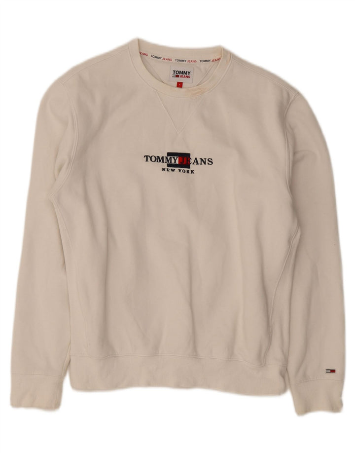 Tommy Hilfiger Herren-Sweatshirt mit Grafik, Größe S, weiße Baumwolle