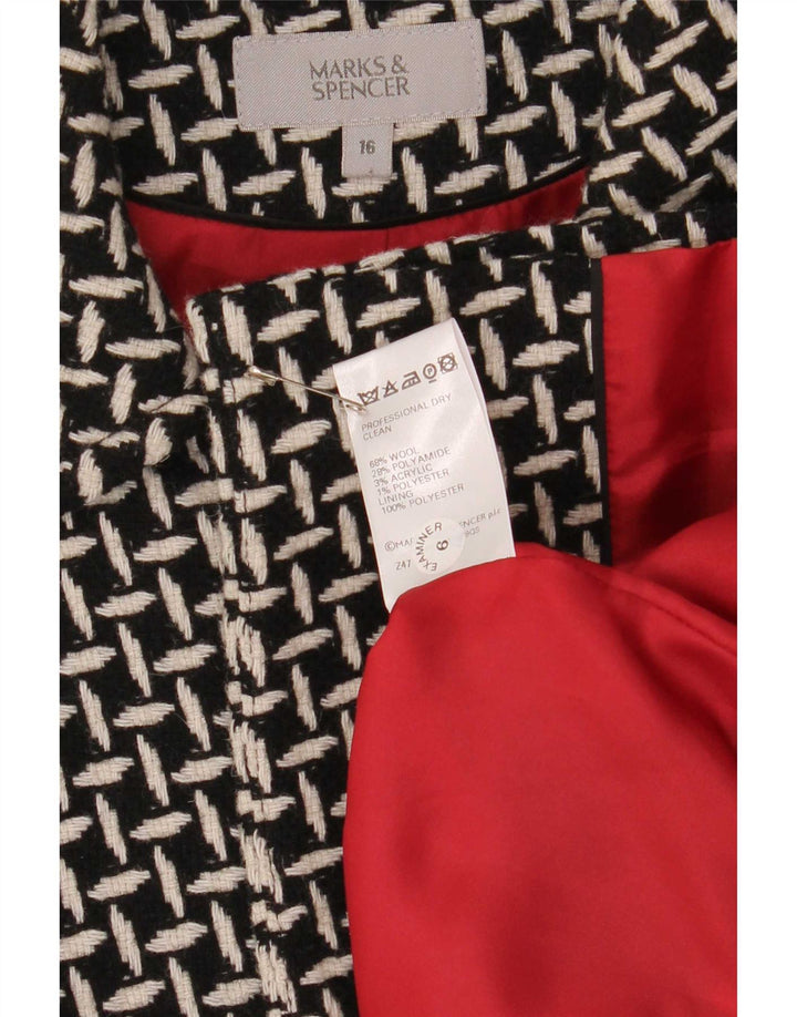 Marks & Spencer Damen-Blazerjacke mit 3 Knöpfen, Gr. 16, groß, schwarz, geometrisch