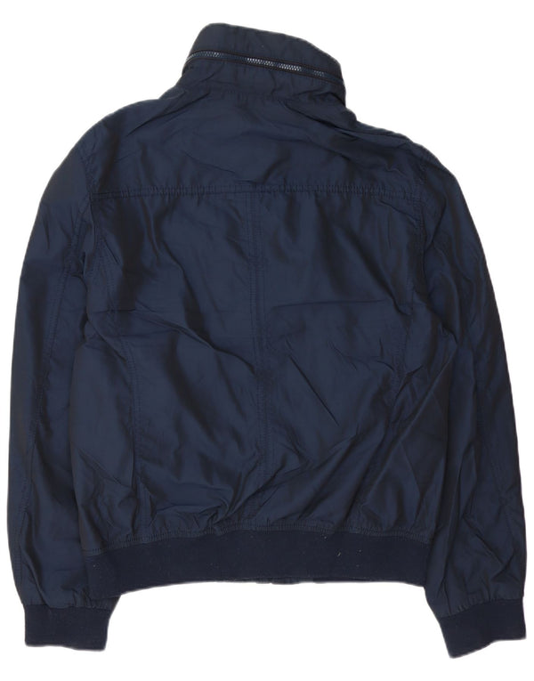 Zara Herren Bomberjacke mit Kapuze UK 42 XL Marineblau Polyester