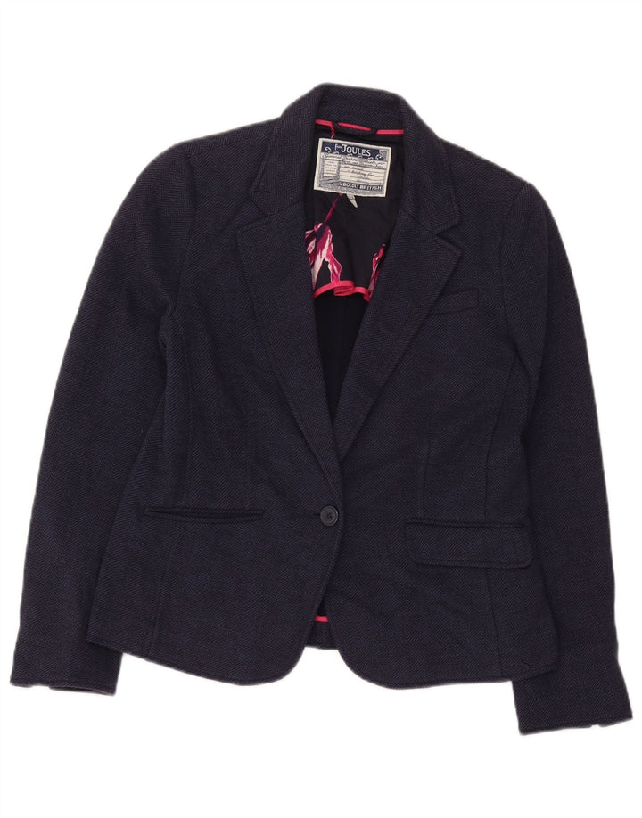 Joules Damen-Blazerjacke mit 1 Knopf, Gr. 14, Marineblau, Fischgrätenmuster