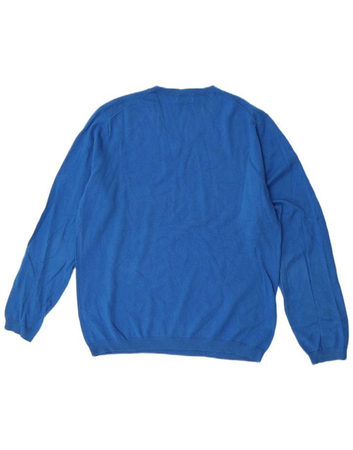 Sun68 Herren-Pullover mit V-Ausschnitt, groß, blaue Baumwolle