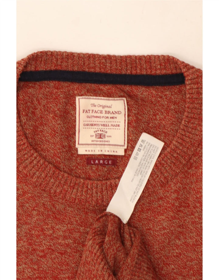 Fat Face Herren-Pullover mit Rundhalsausschnitt, groß, rot gesprenkelte Baumwolle