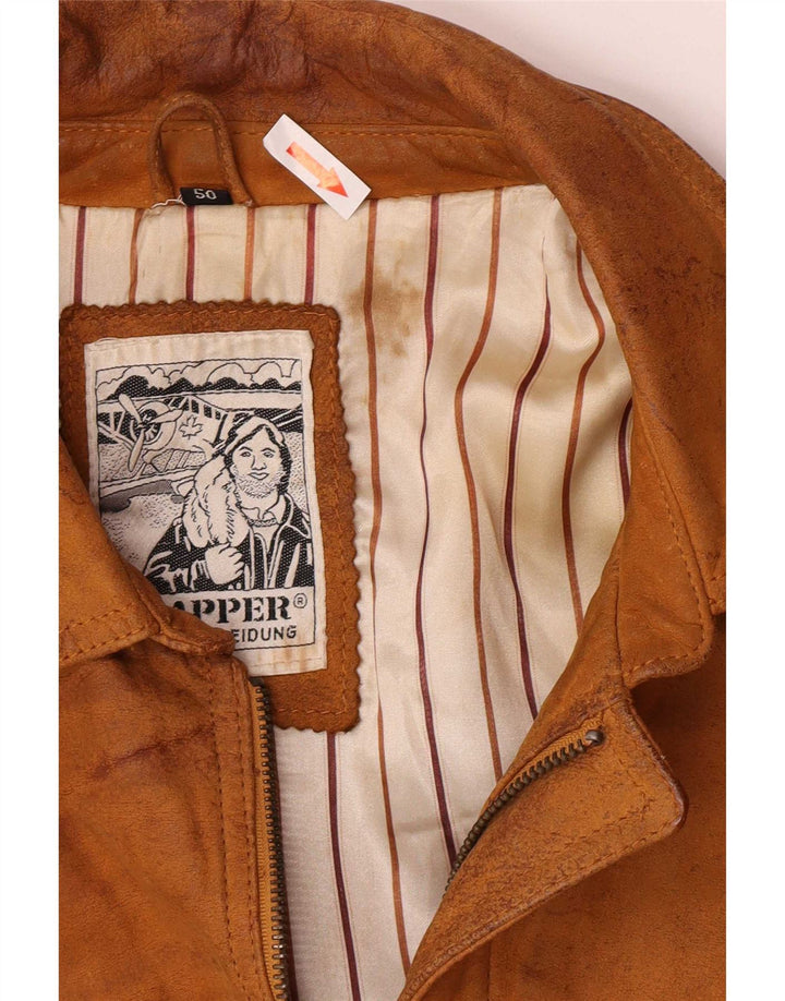 Trapper Herren Bomber-Wildlederjacke IT 50 großes braunes Leder