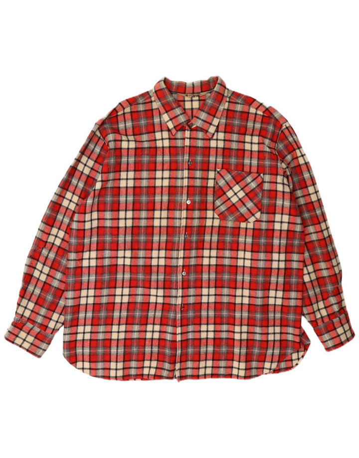 Vintage Herren Flanellhemd XL rot kariert Wolle
