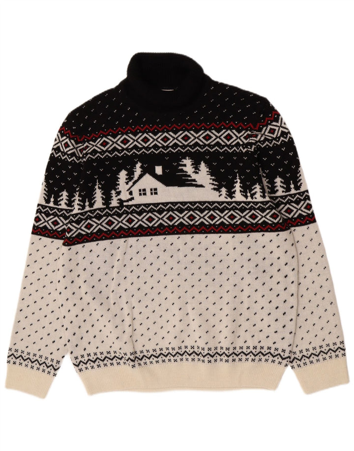 C&A Herren-Pullover mit Rollkragen, XL, Weiß, Fair-Isle-Acryl