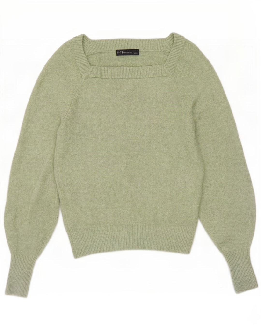 Marks & Spencer Damen-Pullover mit U-Boot-Ausschnitt, Gr. 6, XS, Grün, Polyester