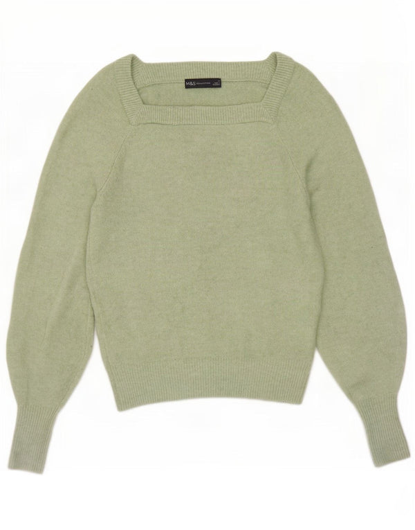 Marks & Spencer Damen-Pullover mit U-Boot-Ausschnitt, Gr. 6, XS, Grün, Polyester