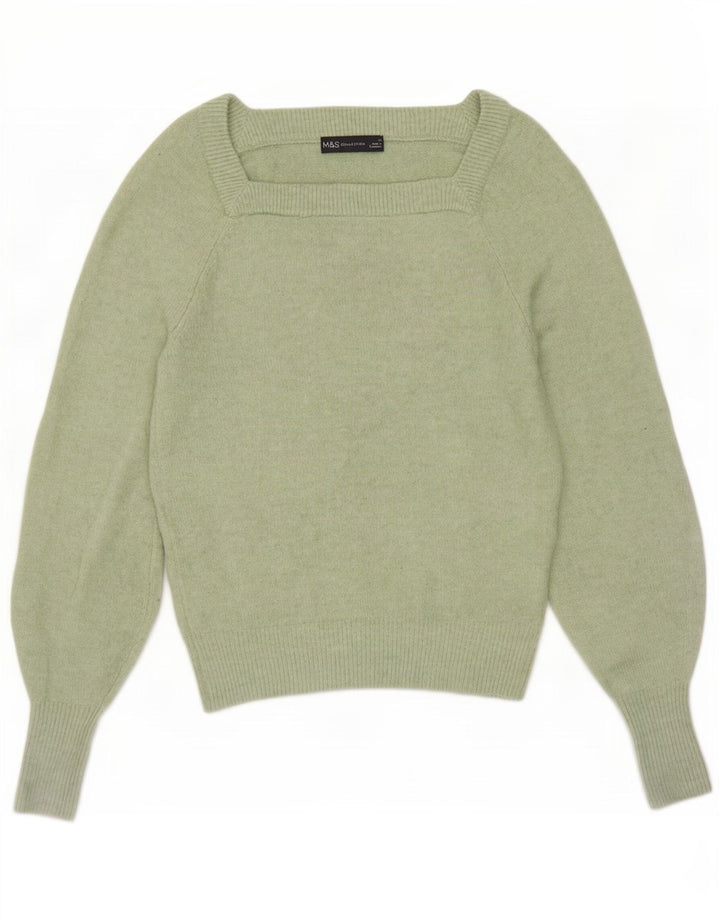 Marks & Spencer Damen-Pullover mit U-Boot-Ausschnitt, Gr. 6, XS, Grün, Polyester