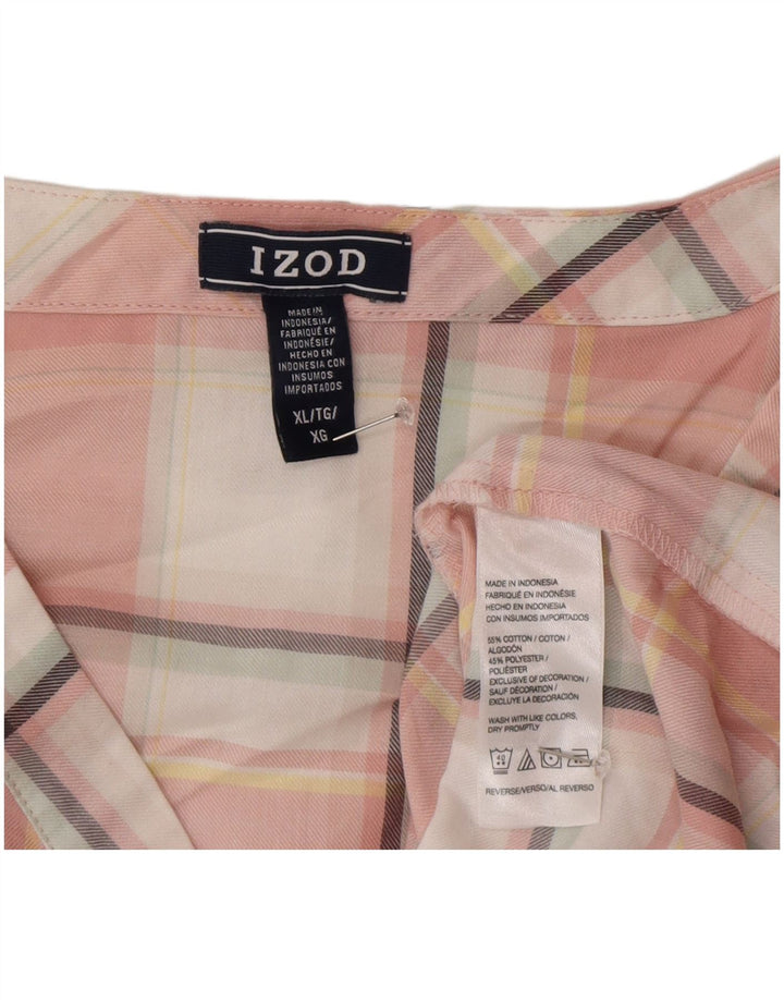 Izod Damen-Pullover-Bluse in Übergröße, 3/4-Ärmel, UK 18, XL, rosa kariert