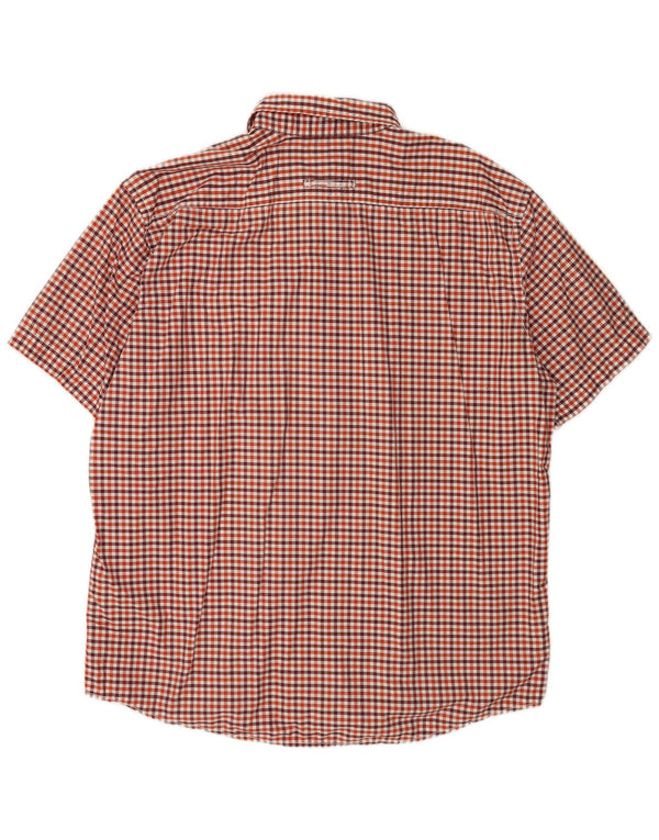 Camel Active Herren-Hemd, kurzärmelig, reguläre Passform, 2XL, rotes Gingham-Baumwolle
