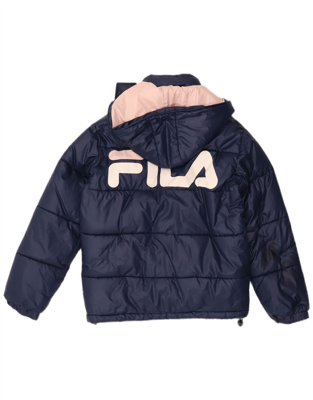 Fila Damen Übergroße grafische wattierte Jacke UK 6 XS Marineblau Polyester