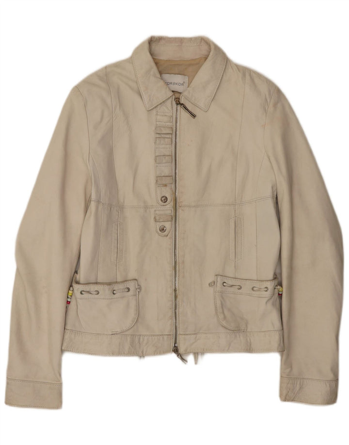 Kor@Kor Damen Lederjacke IT 48 XL Off White Leder