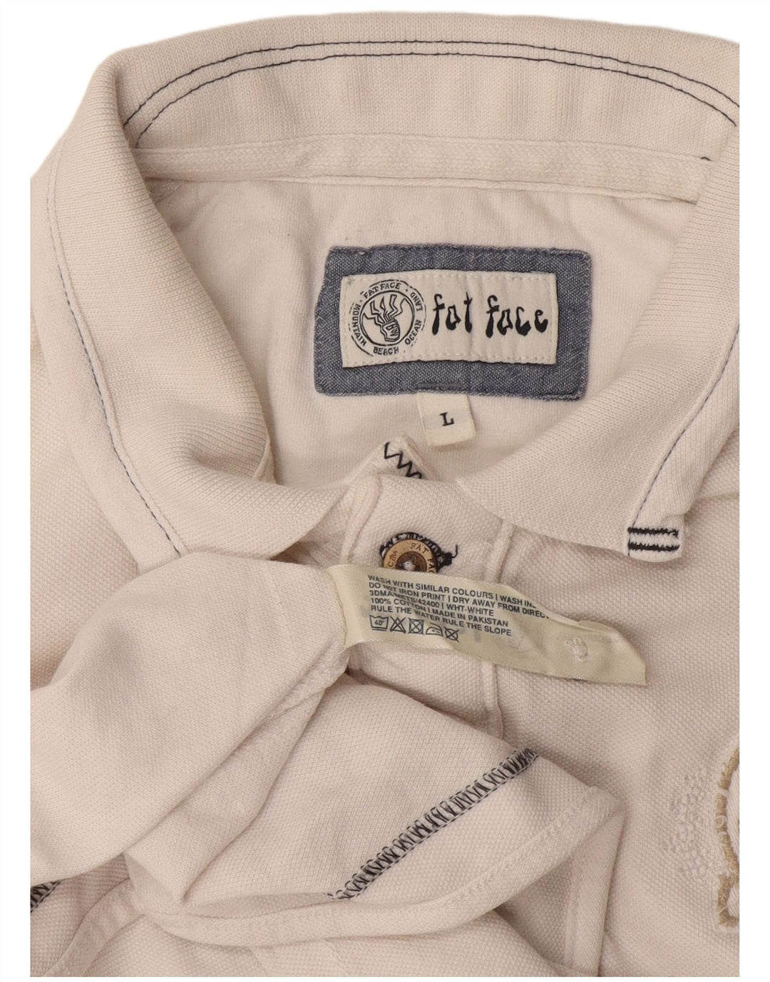 Fat Face Herren-Poloshirt mit Grafik, groß, aus weißer Baumwolle