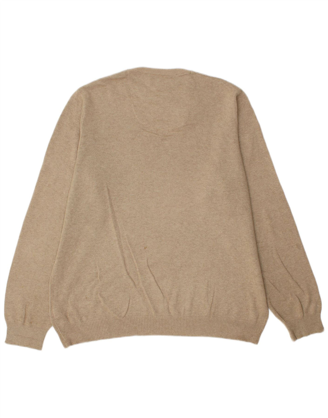 Marks & Spencer Herren-Pullover, reguläre Passform, V-Ausschnitt, groß, beige Baumwolle