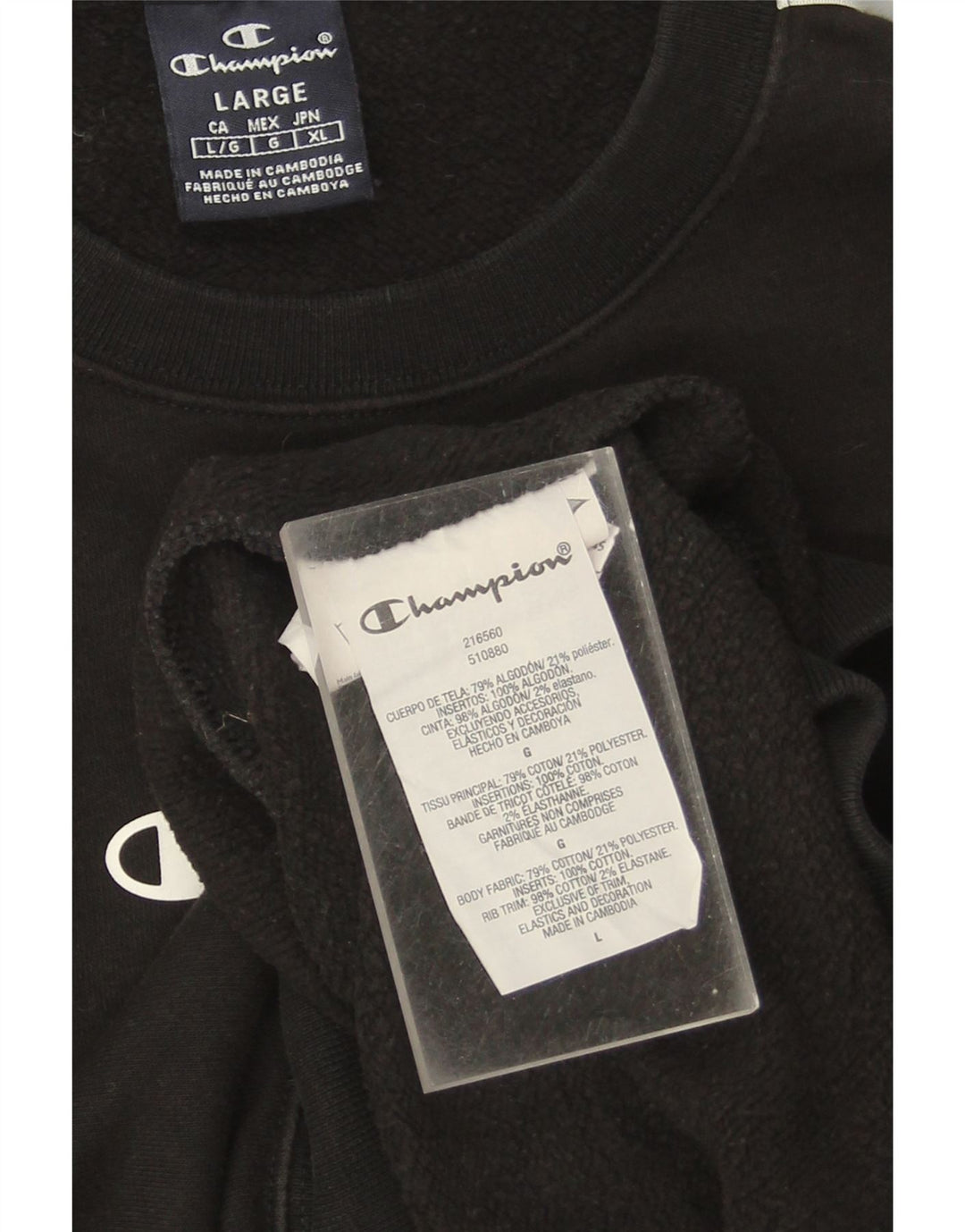 CHAMPION Herren-Sweatshirt mit Grafik, groß, aus schwarzer Baumwolle