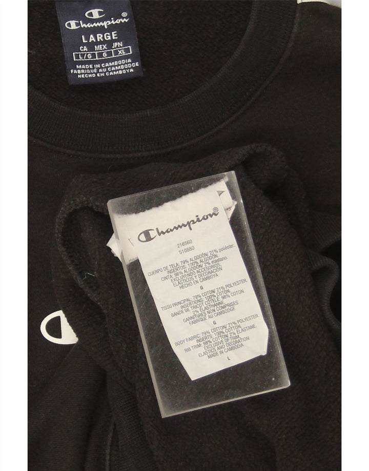 CHAMPION Herren-Sweatshirt mit Grafik, groß, aus schwarzer Baumwolle