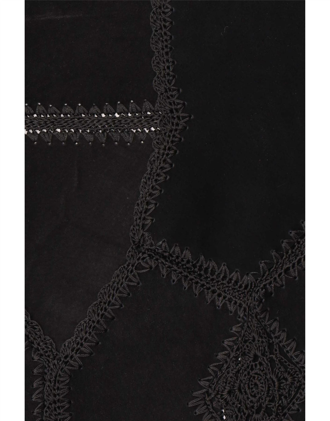 Vintage Damen Wildleder Gilet UK 16 Großes schwarzes Patchwork