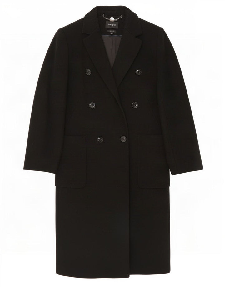 Marks & Spencer Damen Zweireihiger Mantel UK 14 Mittelschwarze Wolle