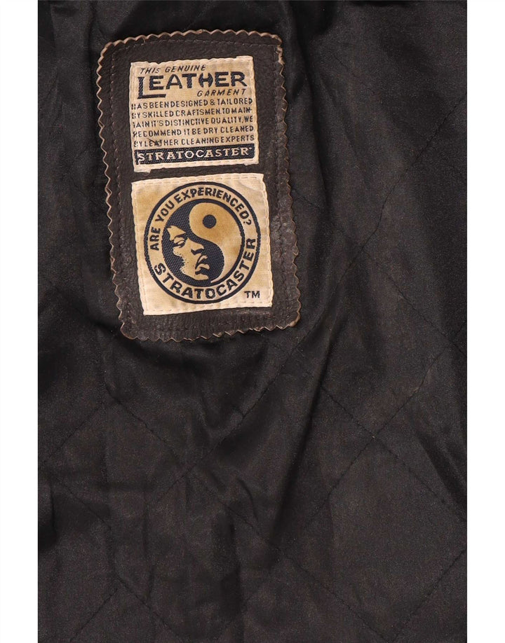 Vintage Damen Zweireihige Lederjacke UK 20 2XL Braun