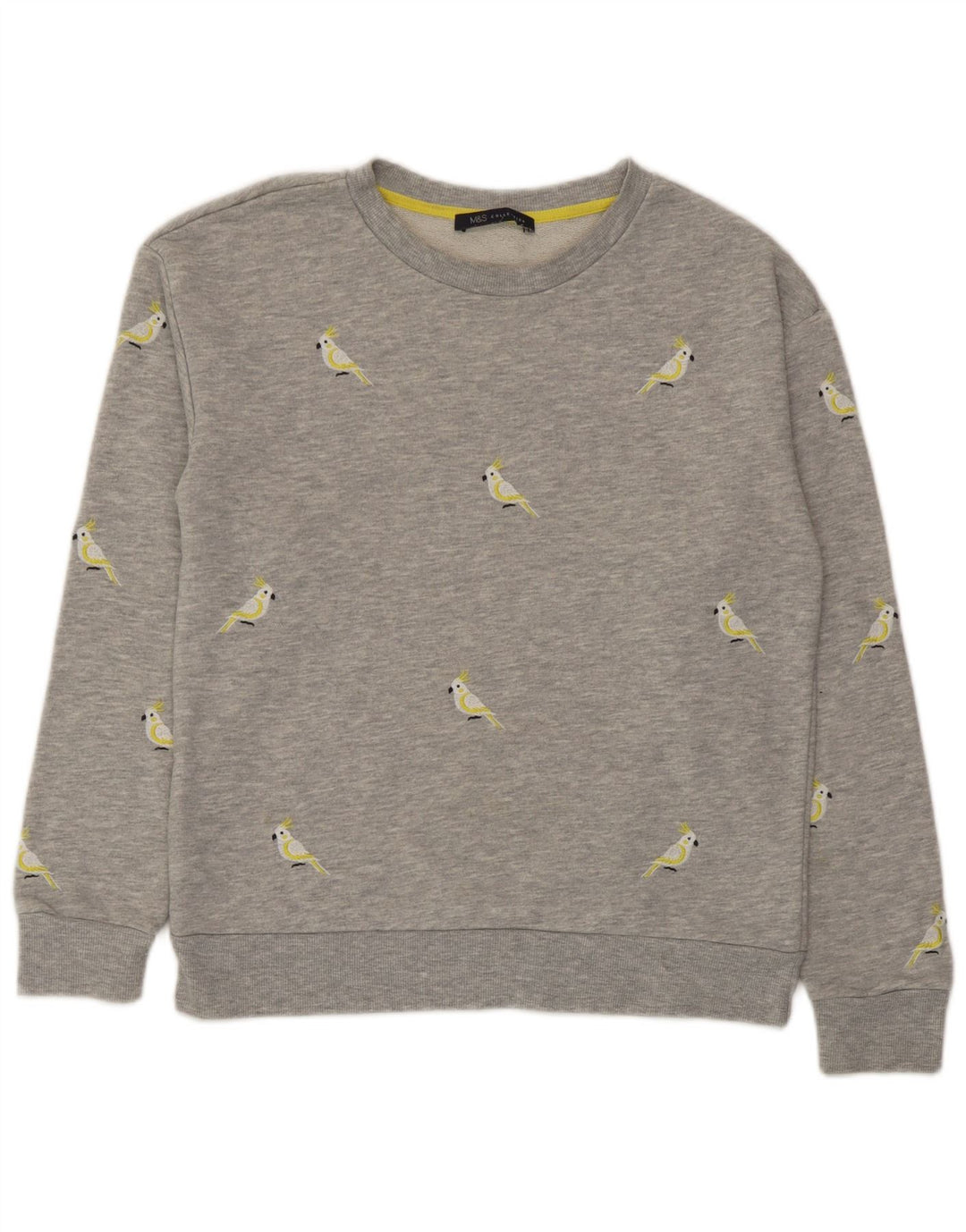 Marks & Spencer Damen-Sweatshirt mit Grafik, UK 10, Größe S, Grau, Polyester