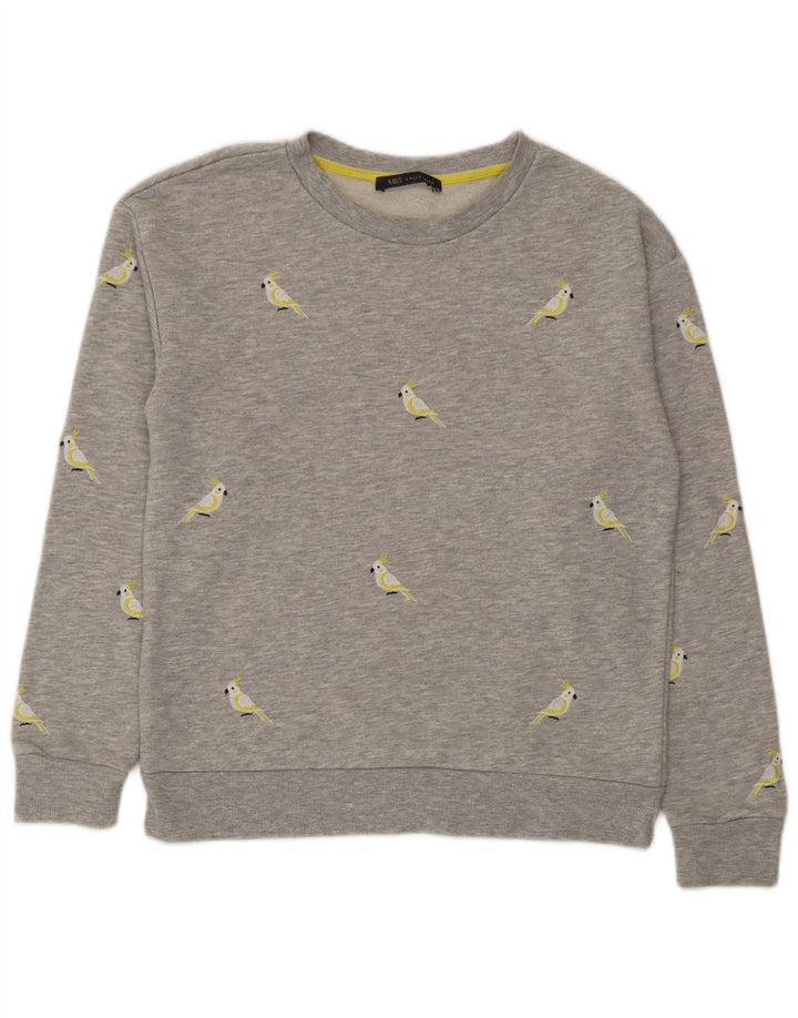 Marks & Spencer Damen-Sweatshirt mit Grafik, UK 10, Größe S, Grau, Polyester