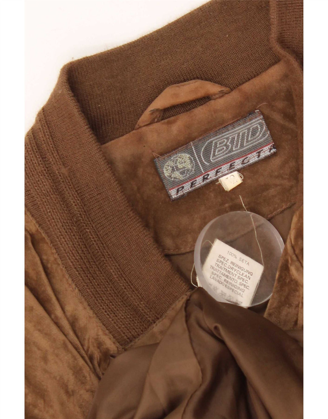 Vintage Herren Velour Bomberjacke IT 52 XL Braune Seide