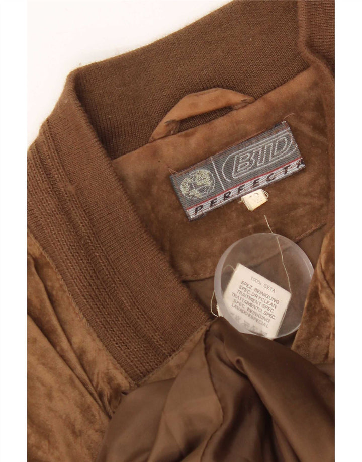 Vintage Herren Velour Bomberjacke IT 52 XL Braune Seide