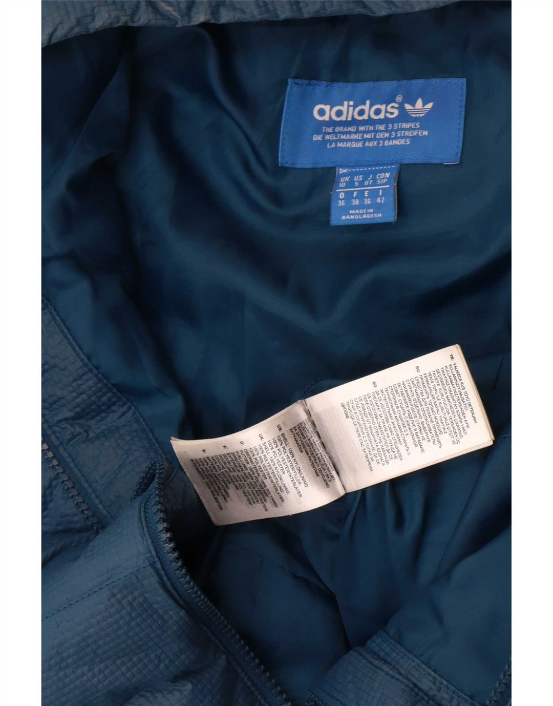 Adidas Damen-Jacke mit Kapuze, gepolstert, UK 10, Größe S, marineblaues Nylon