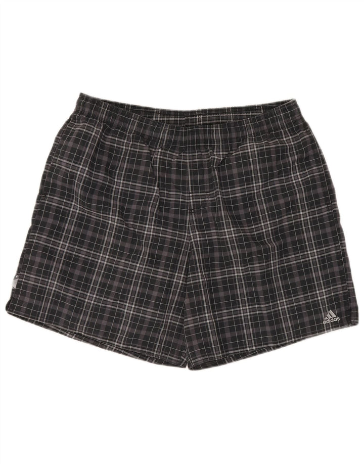 ADIDAS Herren-Badeshorts, groß, schwarz kariert, Polyester