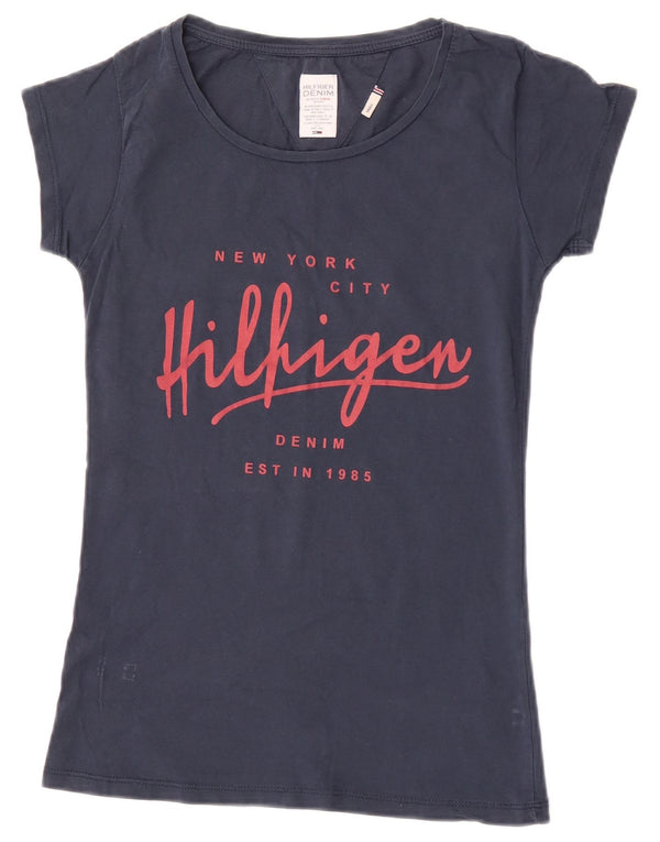 Tommy Hilfiger Damen Grafik-T-Shirt-Oberteil, Größe S, Marineblau