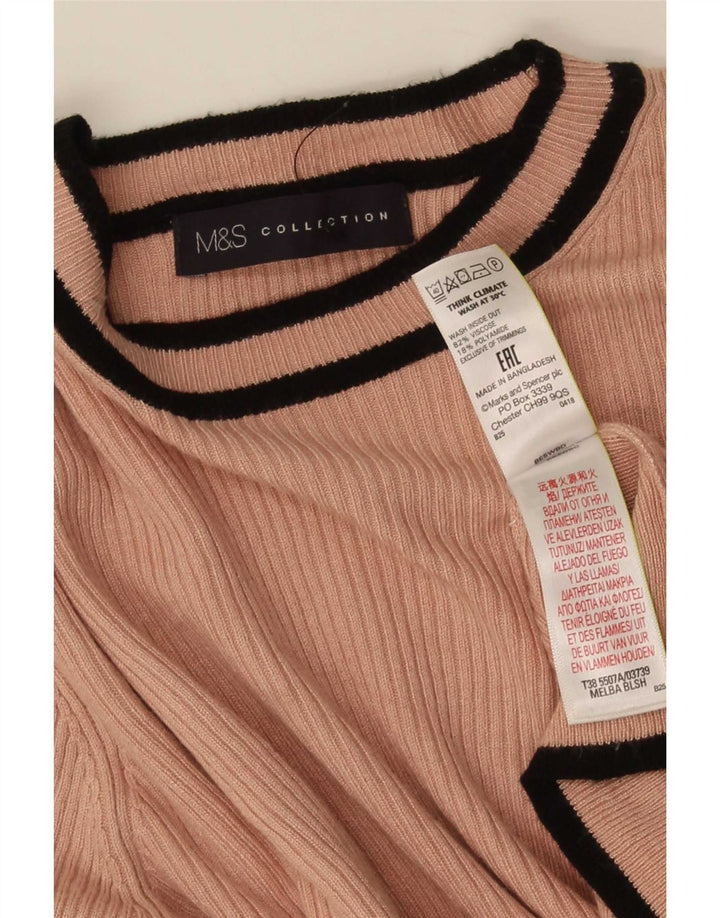 Marks & Spencer Damen-Blusenoberteil UK 14 Große rosa gestreifte Viskose