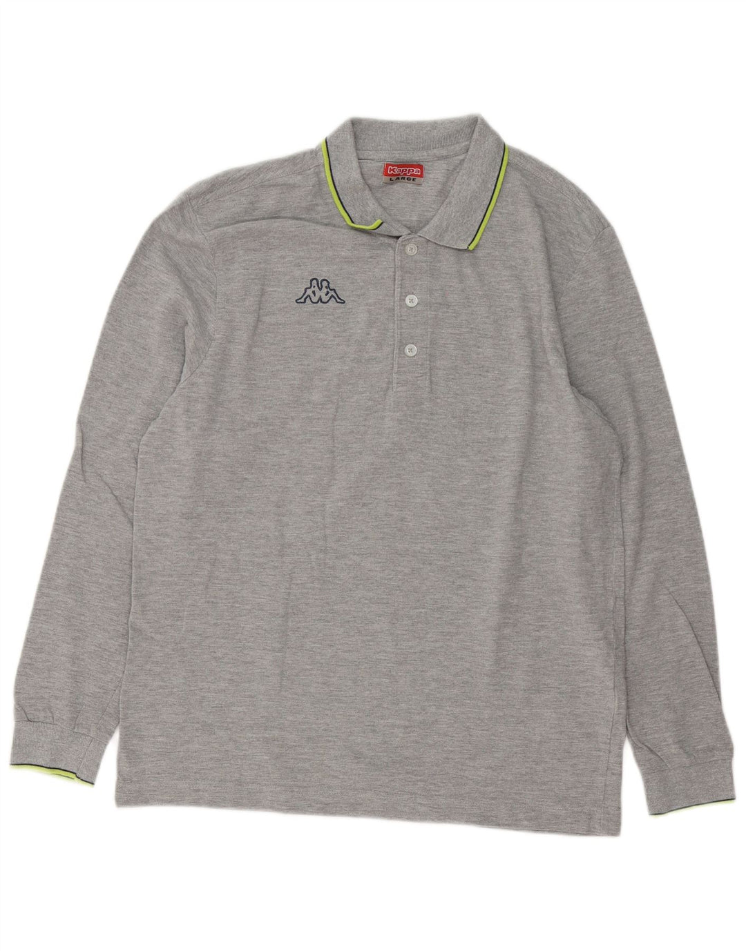 Kappa Herren Langarm-Poloshirt mit normaler Passform, große graue Baumwolle
