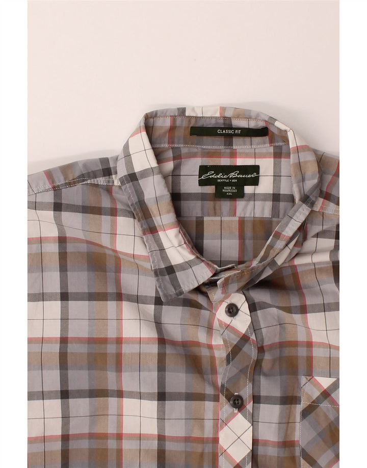 EDDIE BAUER Mens Classic Fit Short Sleeve Shirt 2XL Multicoloured Check Vintage Eddie Bauer and Second-Hand Eddie Bauer from Messina Hembry 