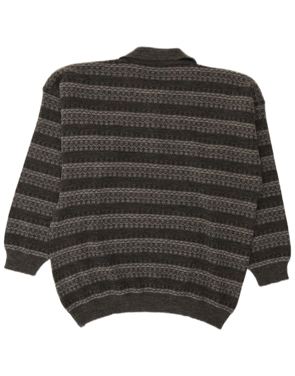 Vintage Herren Rollkragenpullover Pullover groß grau gestreift