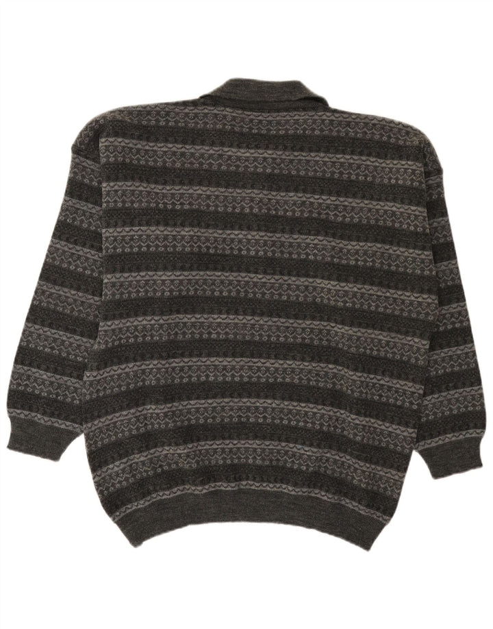 Vintage Herren Rollkragenpullover Pullover groß grau gestreift