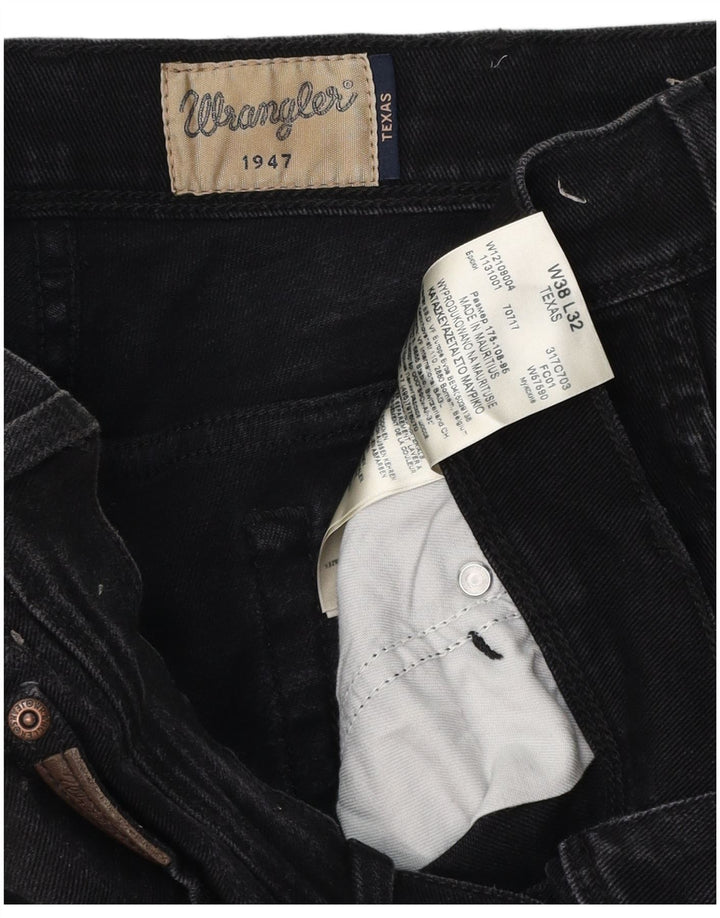 WRANGLER Herren Texas Straight Jeans W38 L32 Schwarze Baumwolle