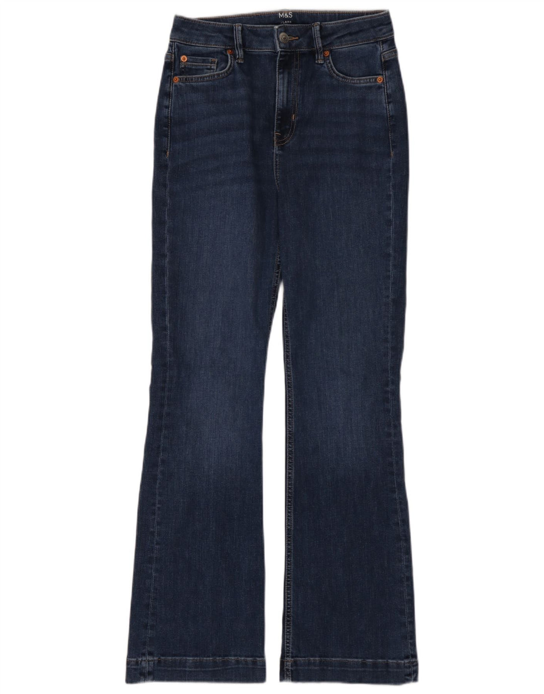 Marks & Spencer Damen Schlagjeans UK 10 Small W28 L31 Blaue Baumwolle