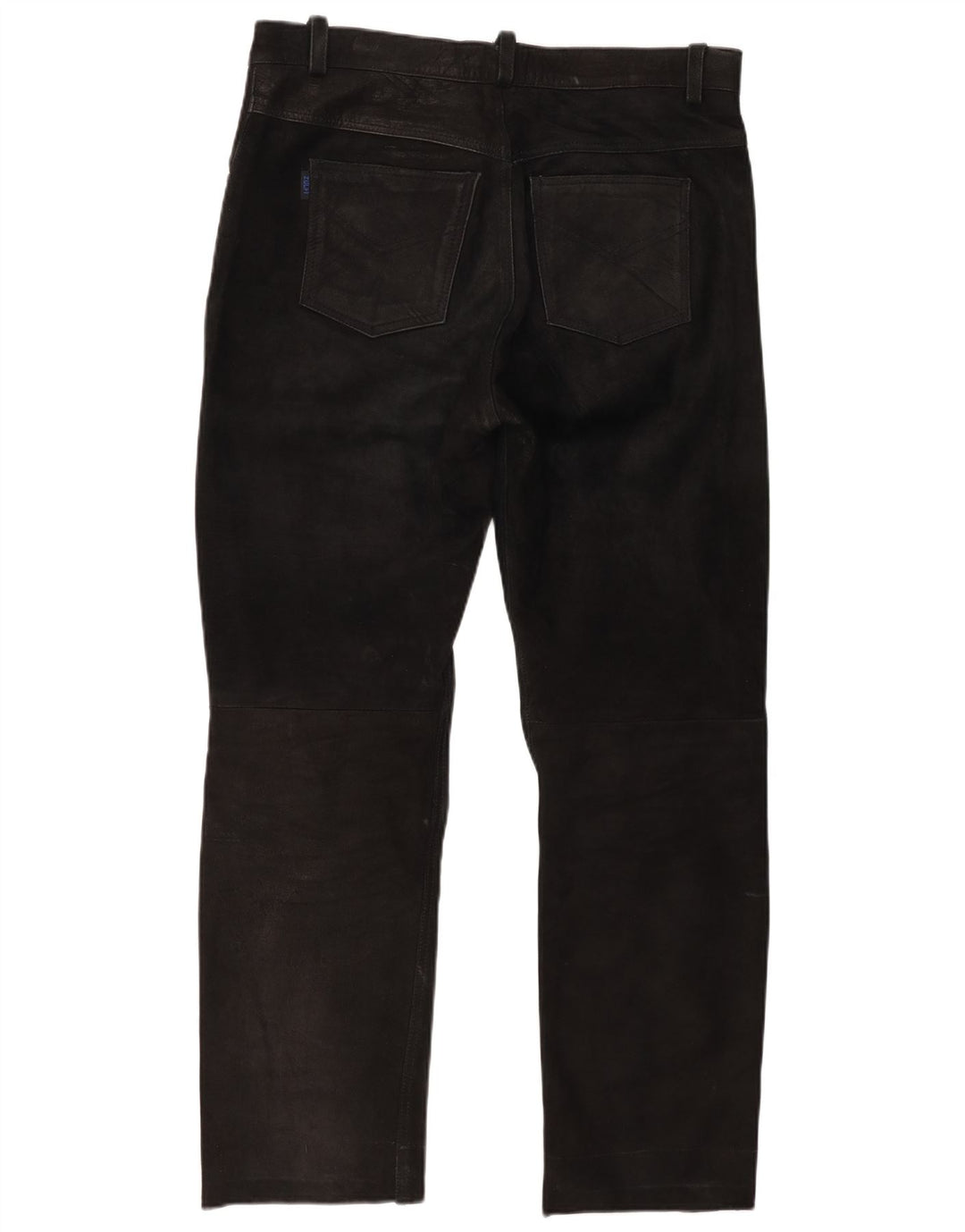 Vintage Herren gerade Lederhose W37 L30 Schwarz