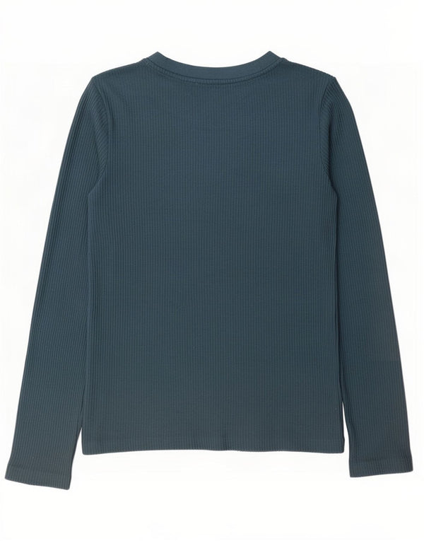 Zara Damen Loose Fit Top Langarm UK 10 Small Blau Polyester