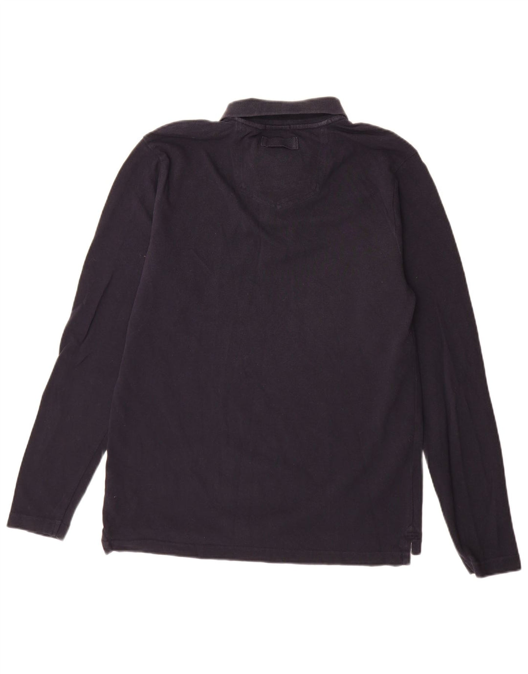Fat Face Herren-Langarm-Poloshirt aus mittelblauer Baumwolle