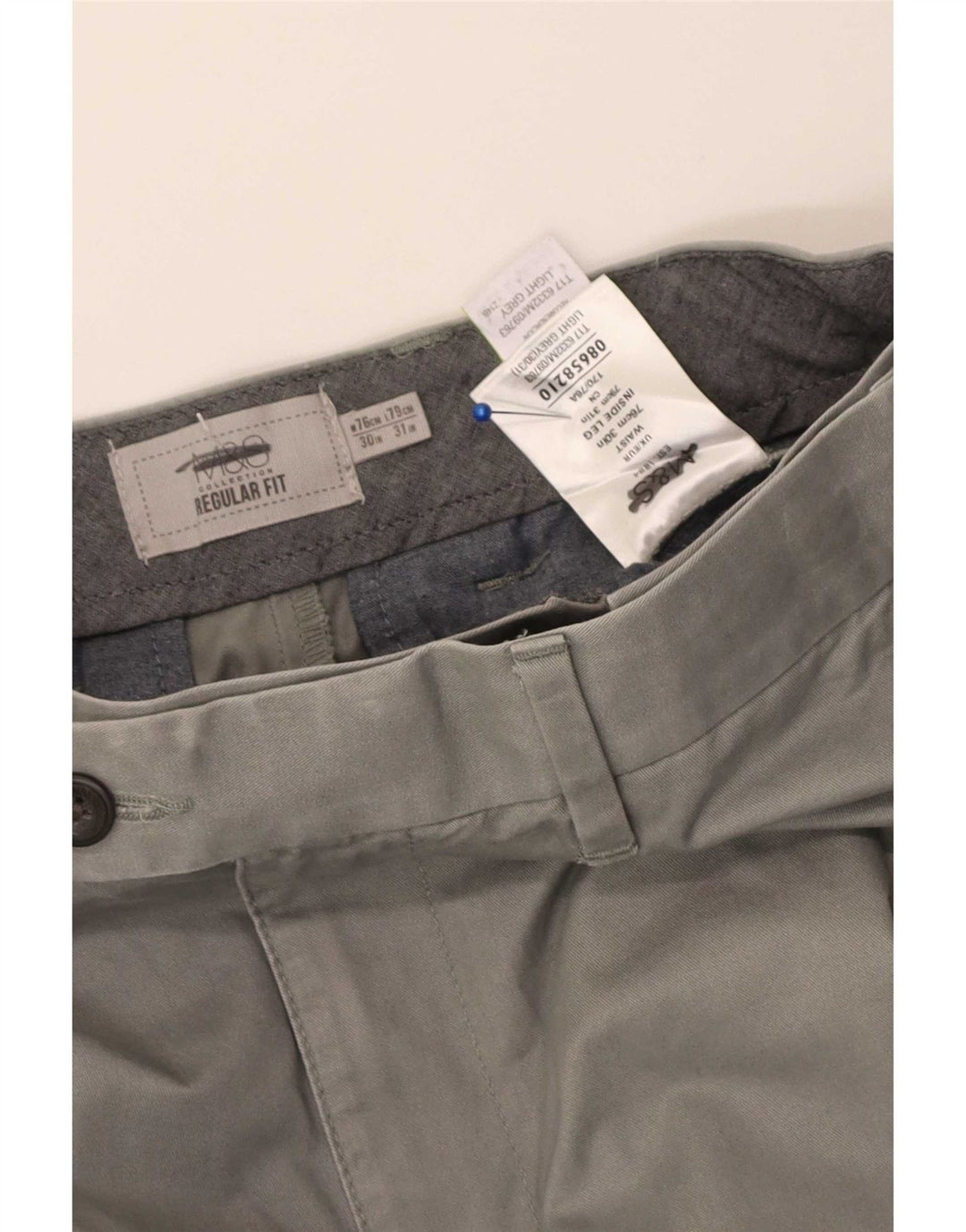 Marks & Spencer Mens Pegged Regular Fit Anzughose W30 L31 Graue Baumwolle