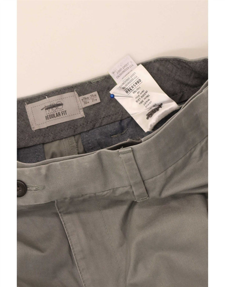 Marks & Spencer Mens Pegged Regular Fit Anzughose W30 L31 Graue Baumwolle
