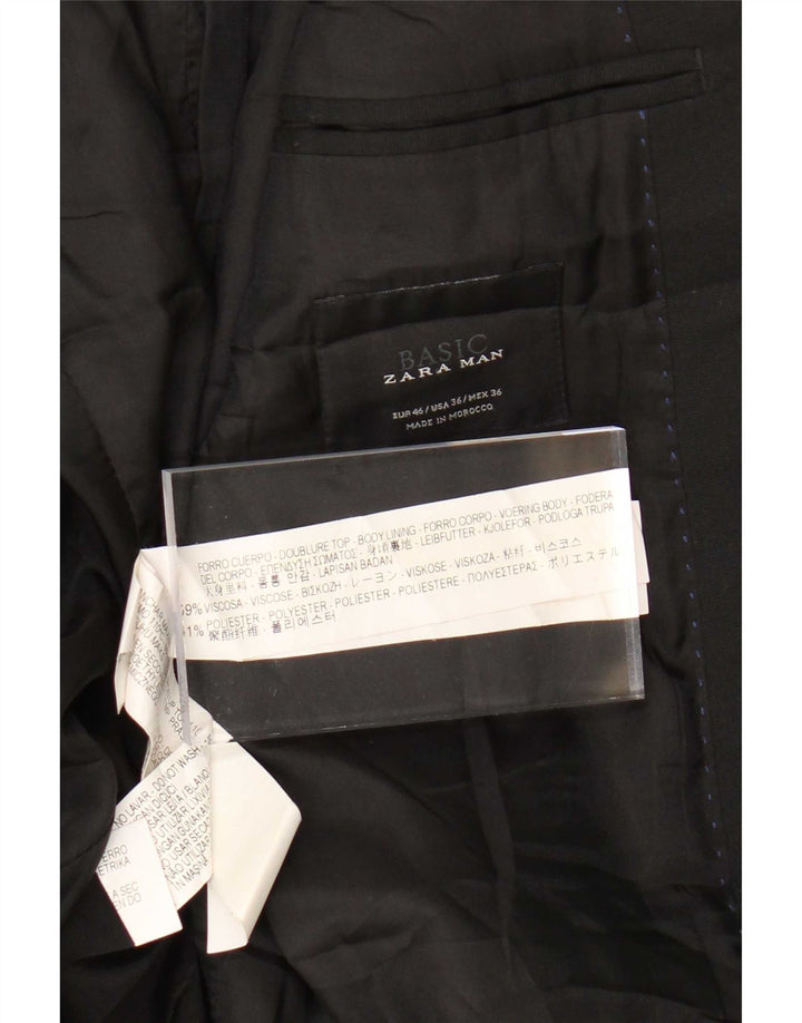 Zara Herren-Blazer mit 2 Knöpfen, EU 46, Größe S, schwarze Viskose